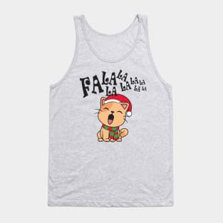 Cute Christmas Cat Singing Fa la la la Song Tank Top